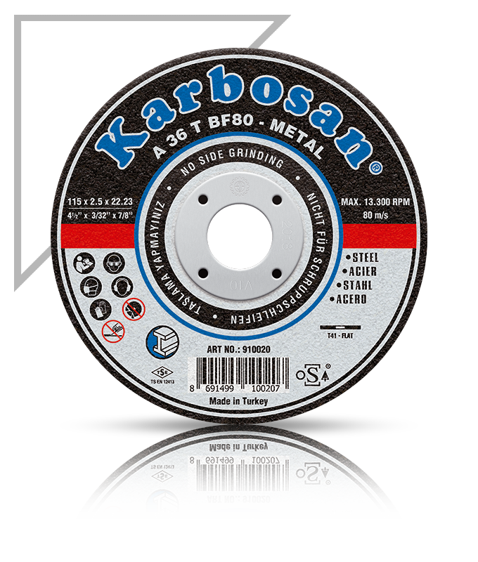 Karbosan 100x2.5x16 A36TBF80 Metal Kesme Diski Bombeli