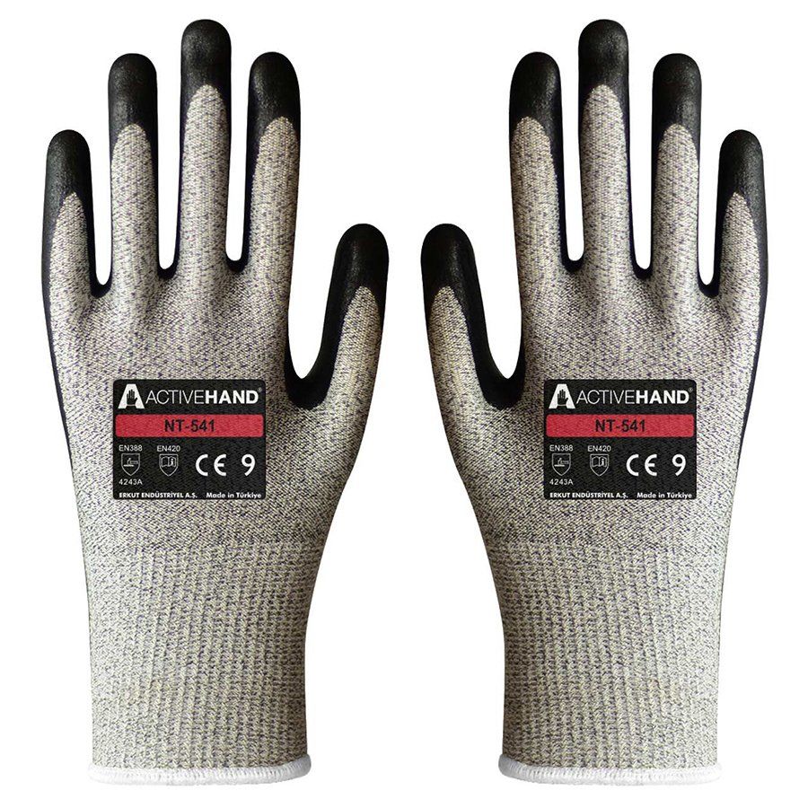 Activehand NT541 GR/SY Nitril Köpük Kaplamalı Eldiven HPPE Kesilmeye Dirençli İplik