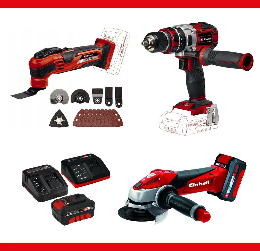 Einhell 18V TP-CD Darbeli Matkap +TE-AG Akülü Taşlama + Varrıto Akülü Raspalama+ 4 Amper+ 3 Amper Akü ve Şarj Cihazı Set