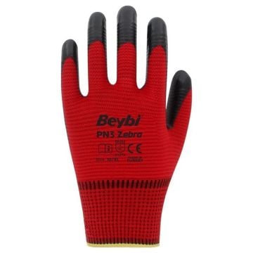 Beybi Pn3 Kırmızı Siyah Polyester Örme Eldiven