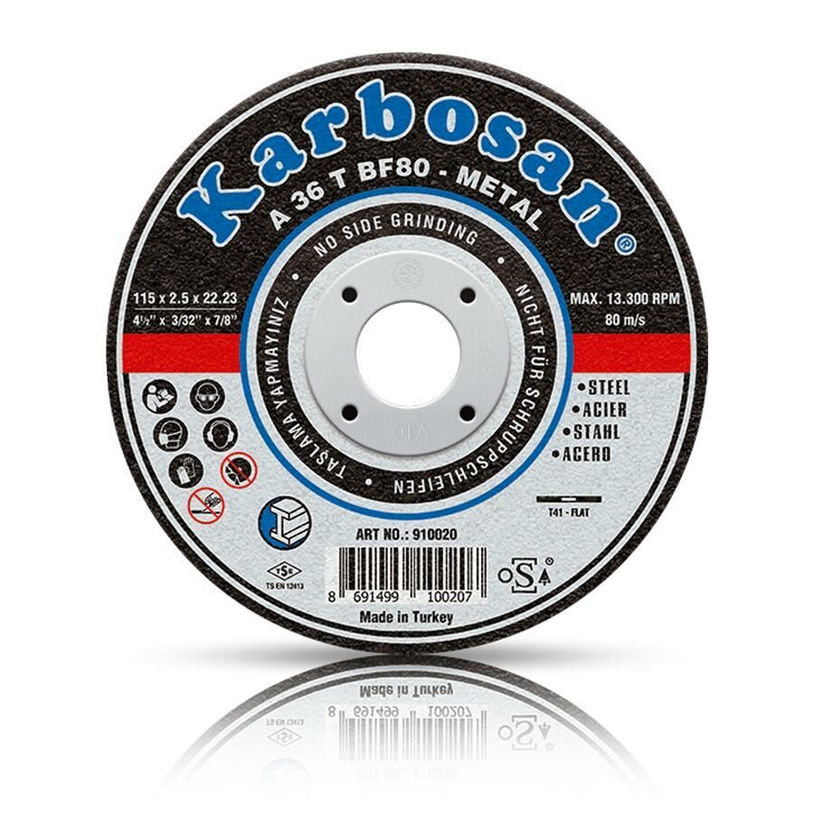 Karbosan 115x3.0x22.23 A36TBF80 Metal Kesme Diski Bombeli