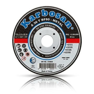 Karbosan 180x3.0x22.23 A36TBF80 Metal Kesme Diski Bombeli