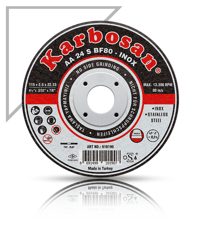 Karbosan 180x3.0x22.23 AA24SBF80 İnox Kesme Diski Bombeli