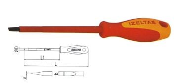 İzeltaş 1000V İzoleli Elektrikçi Düz Uçlu Tornavida 5.5x125 mm