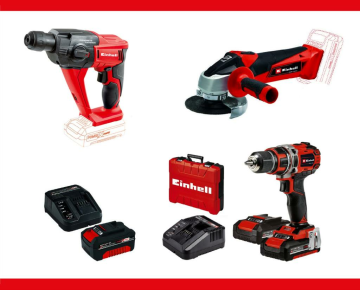 Einhell 18V TC-AG Akülü Taşlama +TE-HD Kırıcı Delici +TE-CD Darbeli Matkap +4 Amper+ 2 Amper Akü ve Şarj Cihazı Set