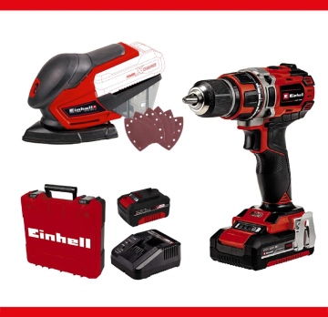 Einhell 18V TE-CD Darbeli Vidalama+ Akülü Zımpara 4 Amper+ 2 Amper Akü ve Şarj Cihazı Seti